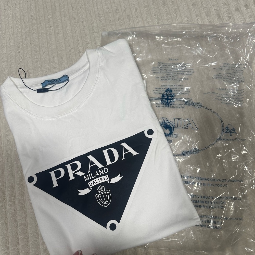 Prada White Tee with black Accents